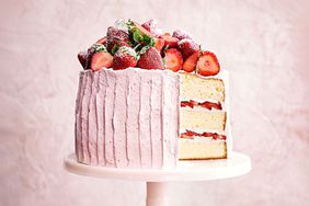 vanilla sponge cake with strawberry-meringue buttercream